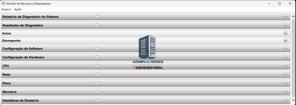 Conjunto de Coletores de Dados de Diagnóstico do Sistema